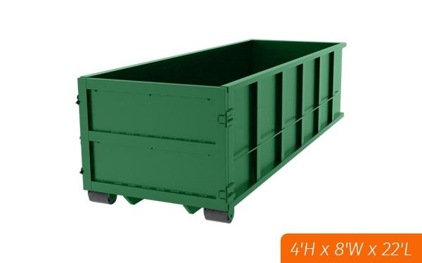 our 20-yard dumpsters can typically be placed in driveways, parking lots, or other paved surfaces, as long as there is enough space for our trucks to deliver and pick up the dumpster